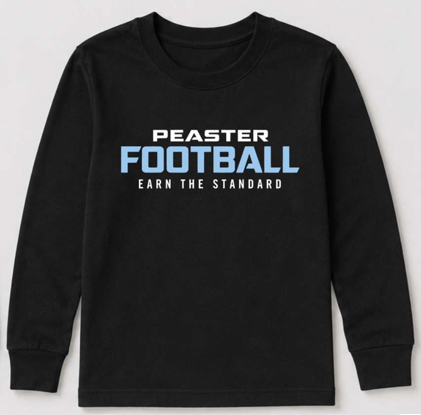 LONG SLEEVE UNISEX TEE - FOOTBALL - BLACK