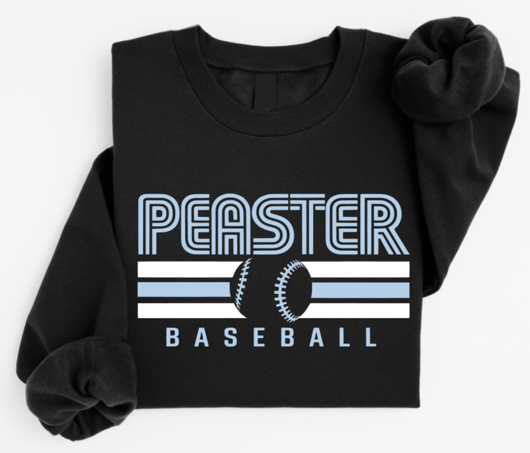 CREWNECK SWEATSHIRT (GILDAN) BASEBALL - BLACK